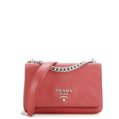 PRADA Chain Flap Crossbody Bag Saffiano and Soft Calf Small