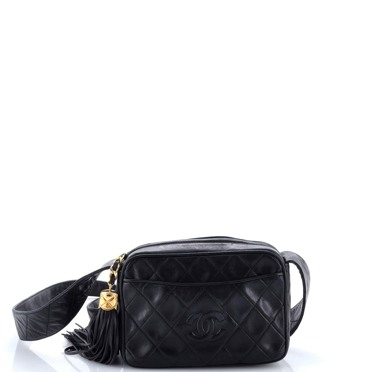 Chanel CHANEL Vintage Diamond CC Camera Bag Quilted Leather Small