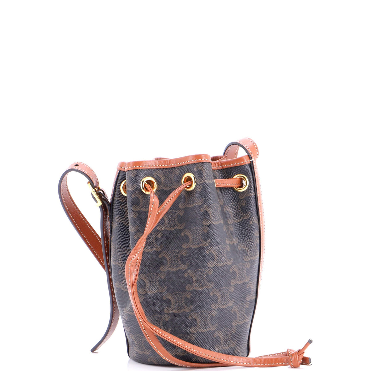 Celine CELINE Drawstring Bucket Bag Triomphe Coated Canvas Mini