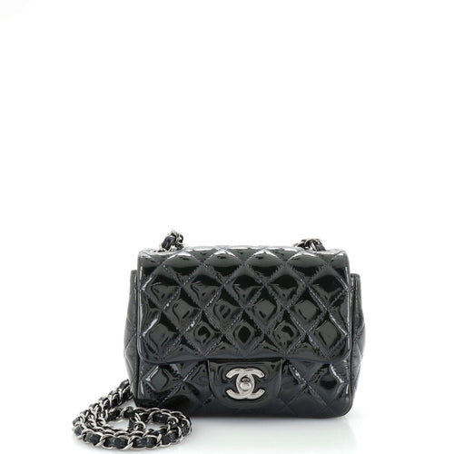 CHANEL Square Classic Single Flap Bag Quilted Caviar Mini