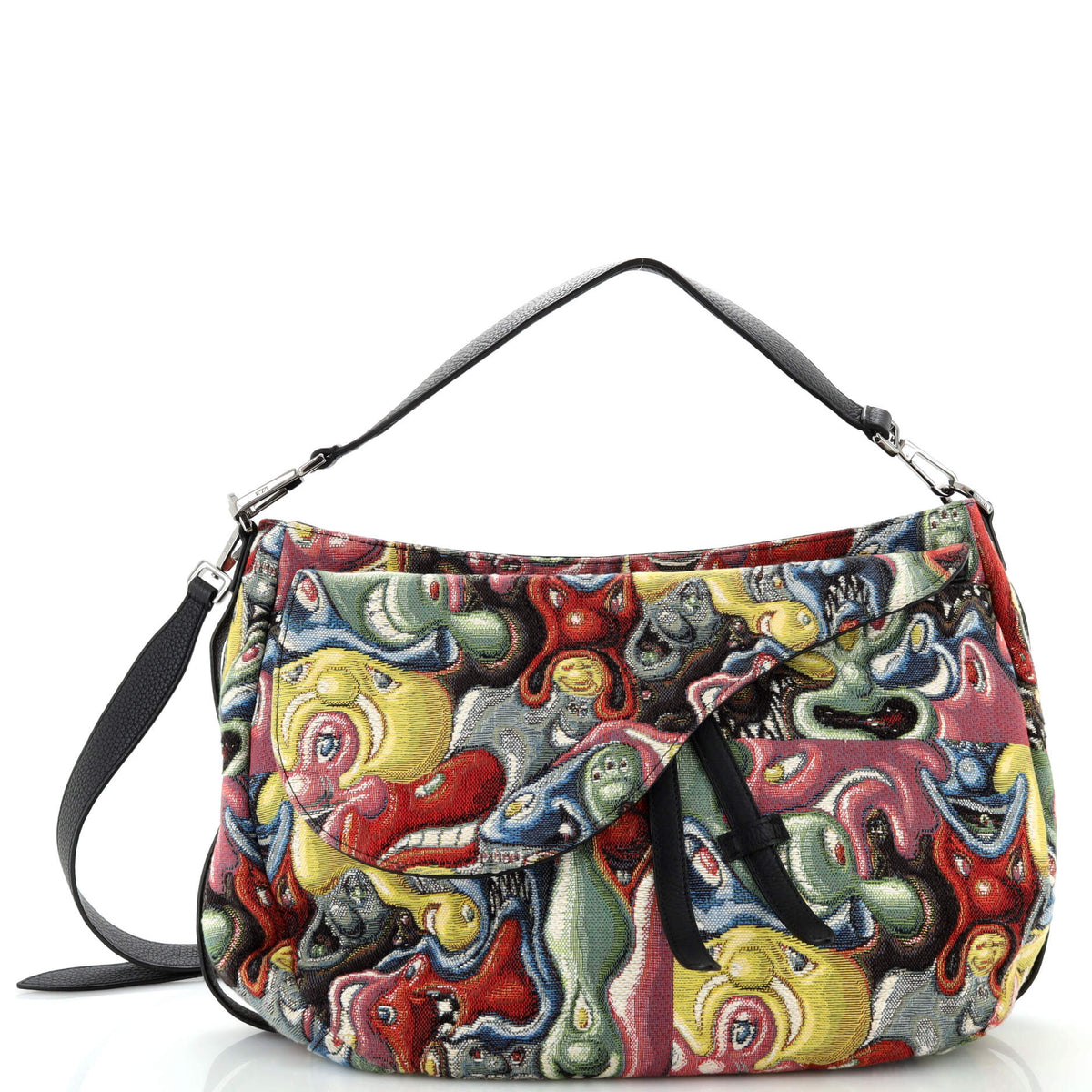 Christian Dior Kenny Scharf Saddle Soft Bag Jacquard Printed Canvas