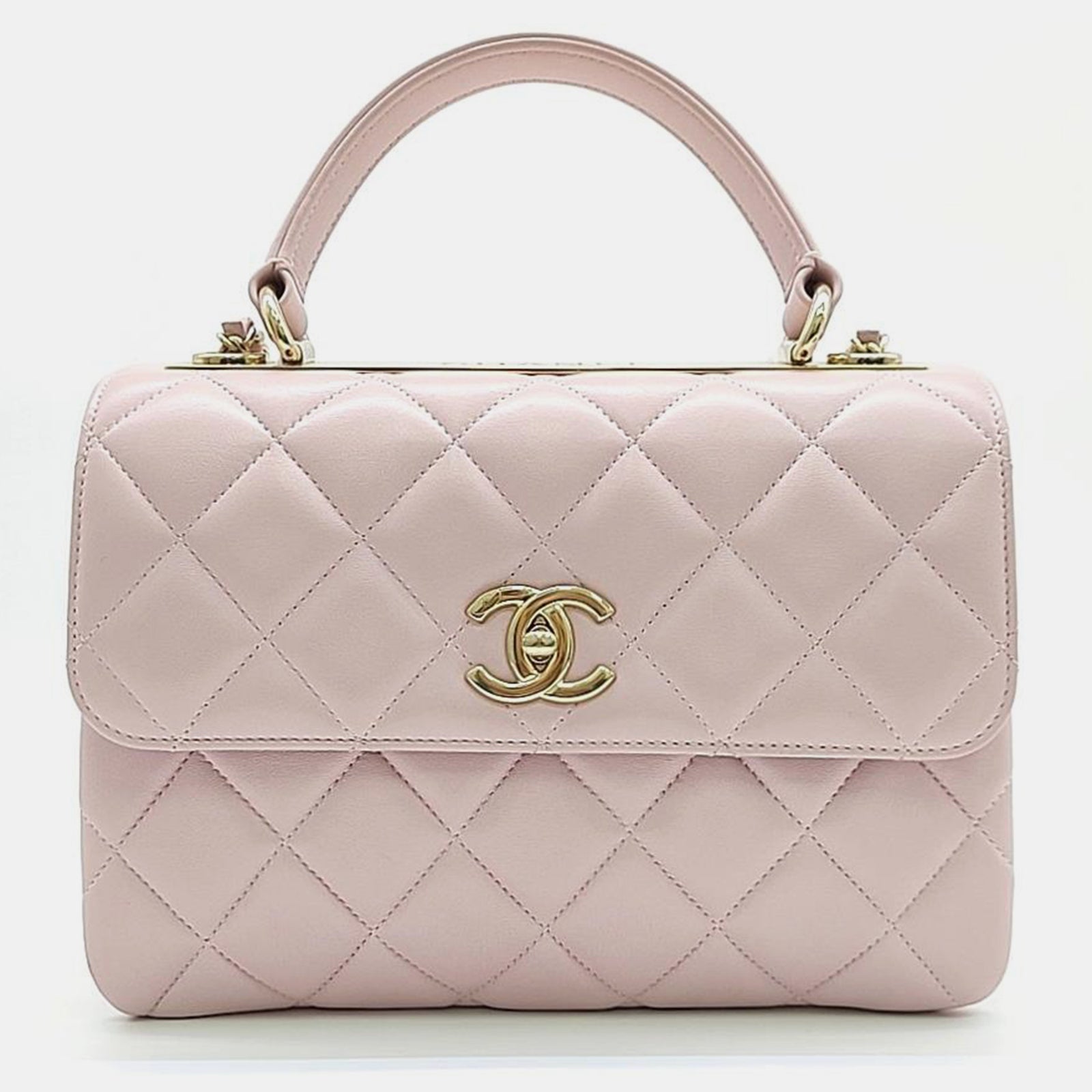 Chanel Kleine trendige CC-Flap-Tasche aus Leder in Babyrosa