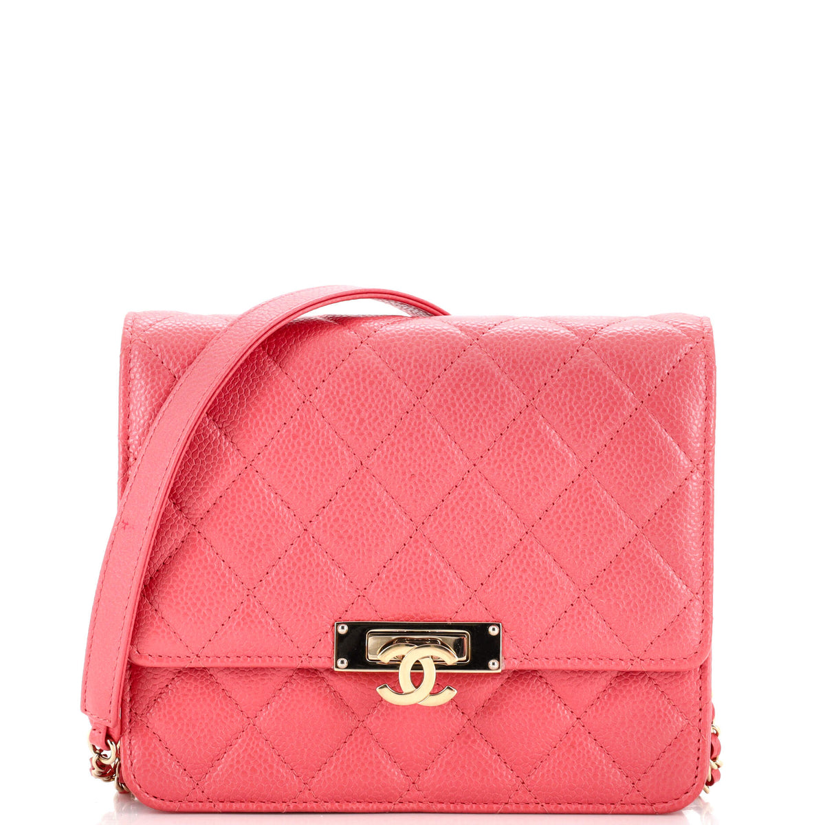 Chanel CHANEL Golden Class Square Wallet on Chain Quilted Caviar