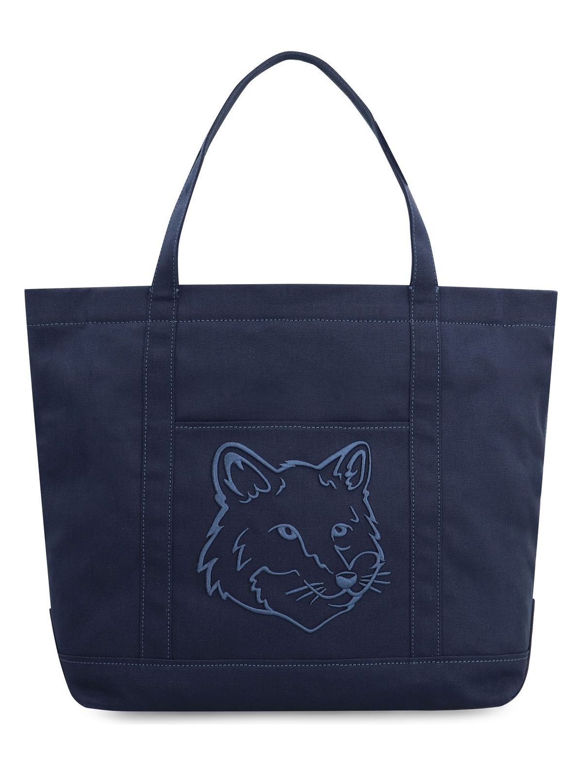 Maison KitsunÃ© Fox Head L Shopper Bag in Blue | LW05104WW0107