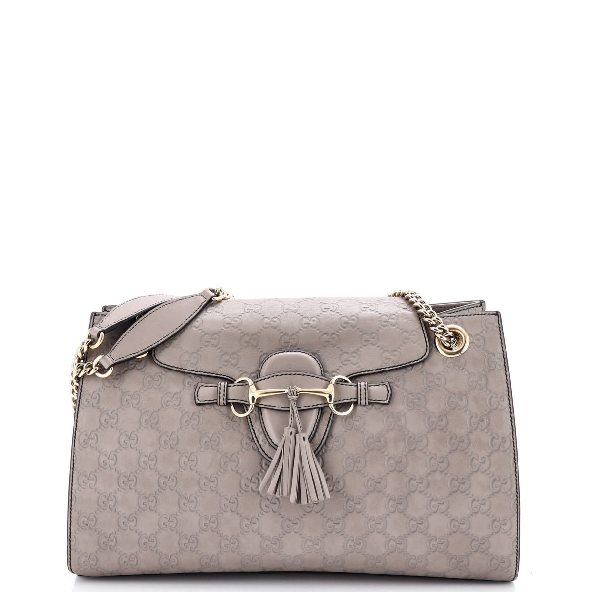 Gucci GUCCI Emily Chain Flap Shoulder Bag Guccissima Leather Large