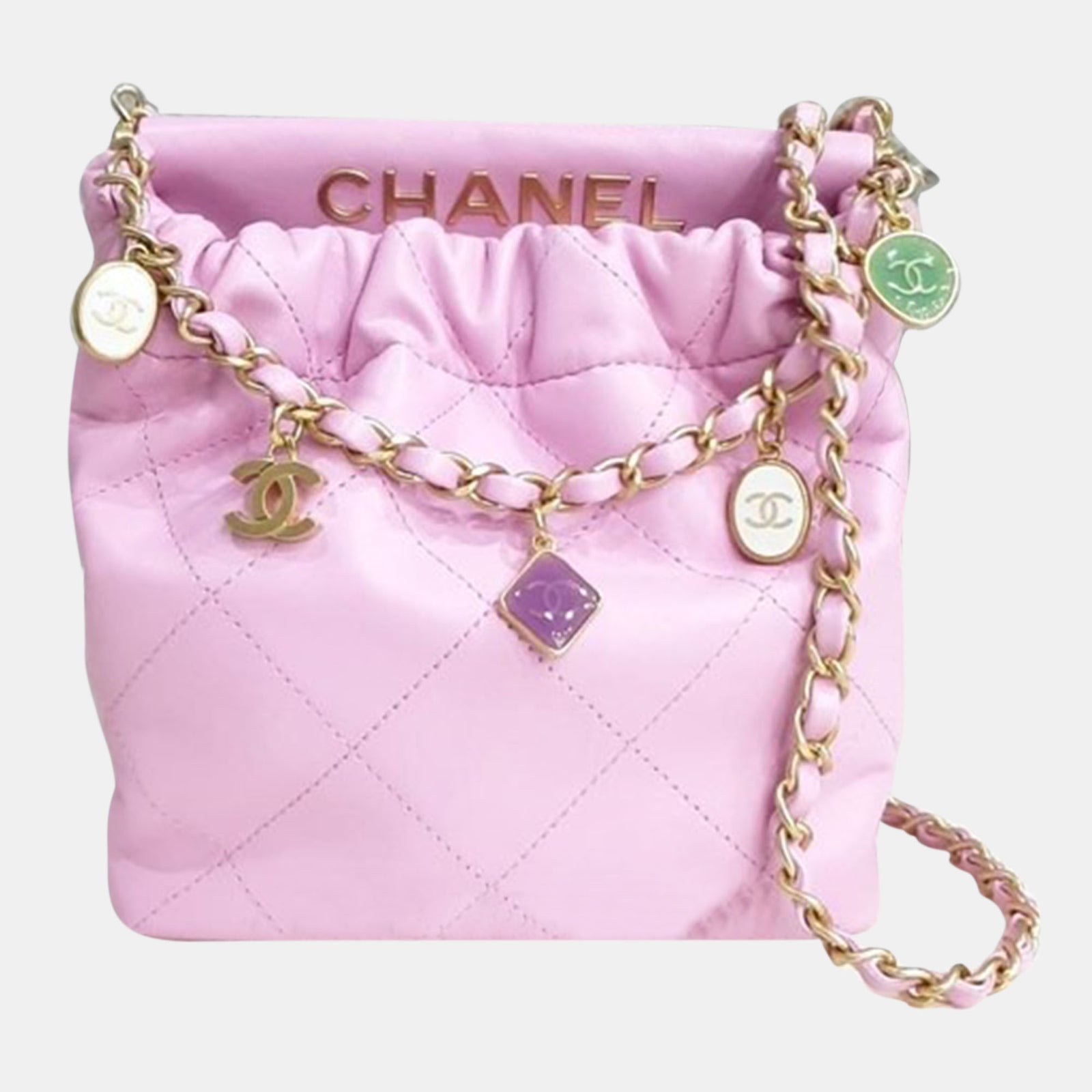 Chanel Petit sac seau en cuir rose