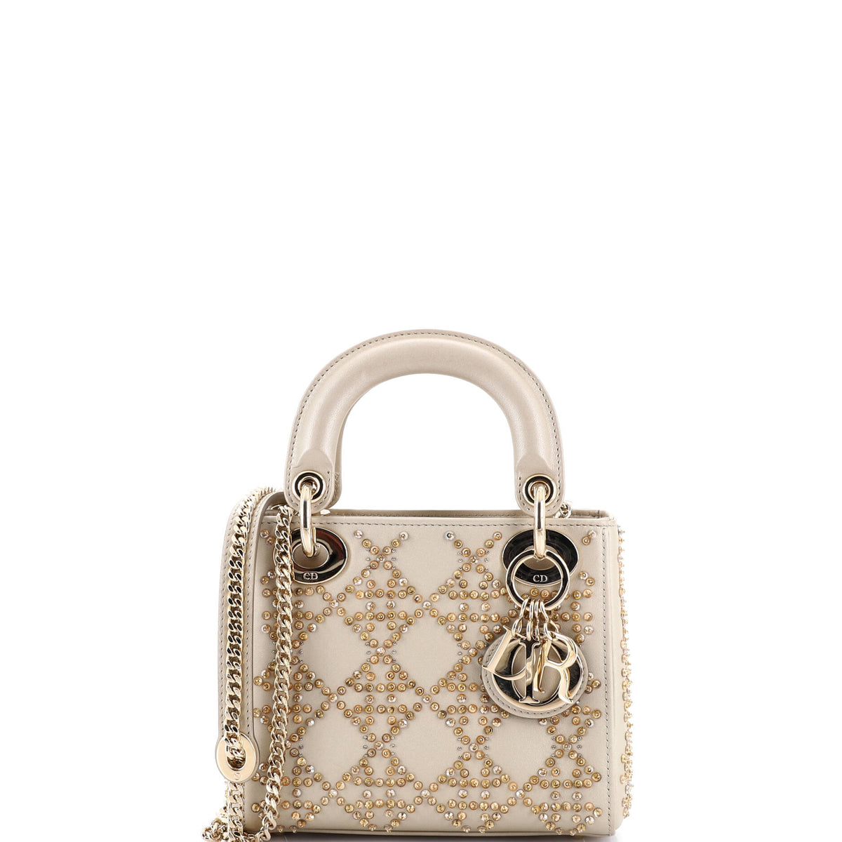 Christian Dior Lady Dior Chain Bag Crystal Embellished Cannage Quilt Leather Mini