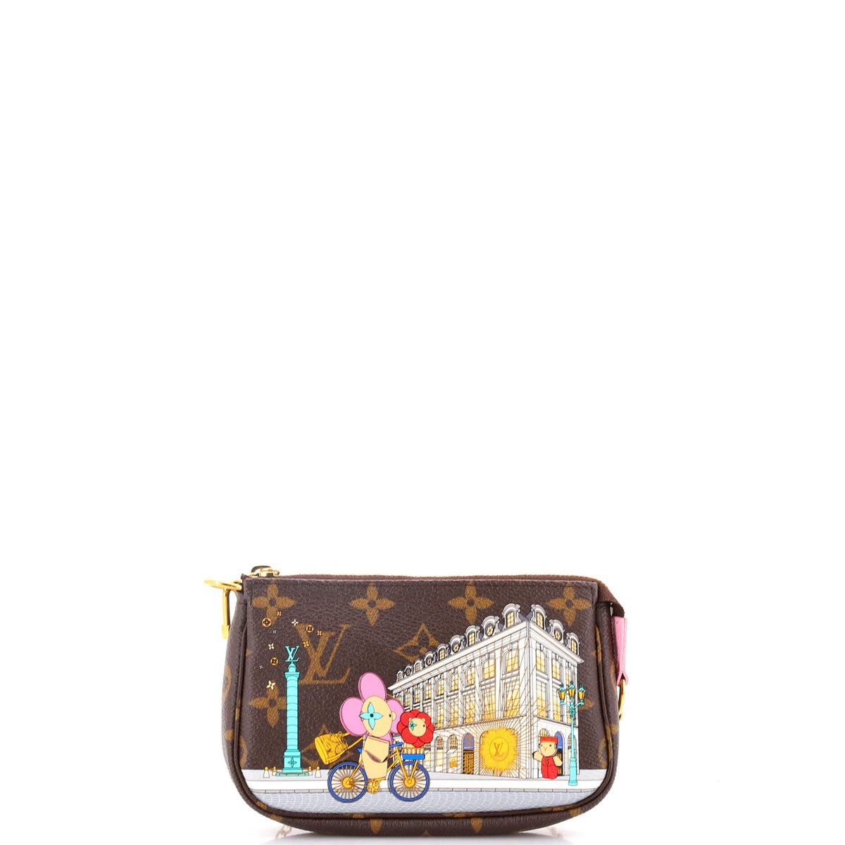 Louis Vuitton Pochette Accessoires Limited Edition Vivienne Xmas Monogram Canvas Mini