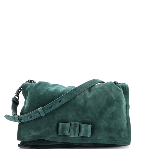 Viva Bow Flap Bag Suede Medium