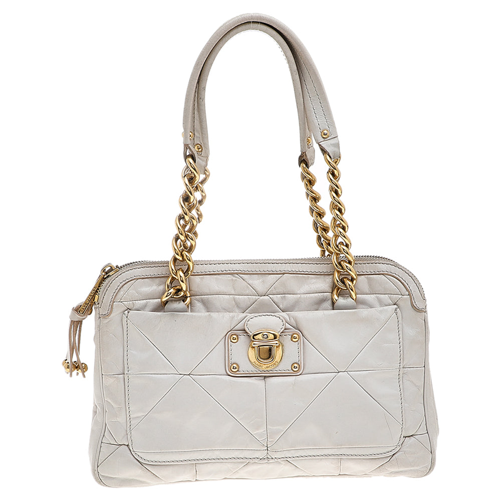 Marc Jacobs White Leather Chain Shoulder Bag