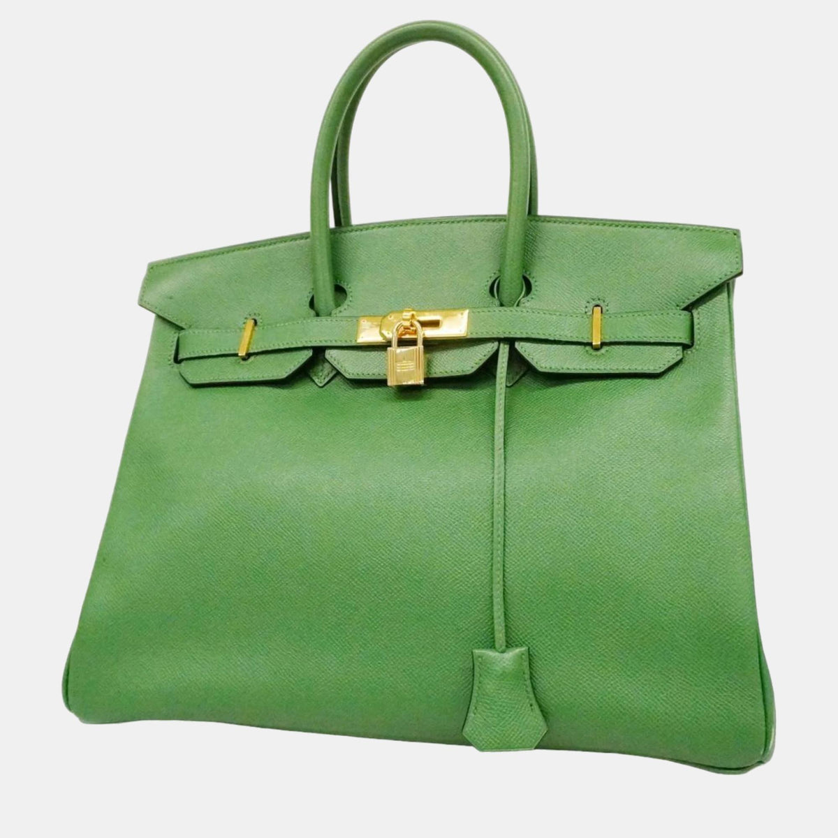Hermès Green Couchevel Birkin Engraved Handbag