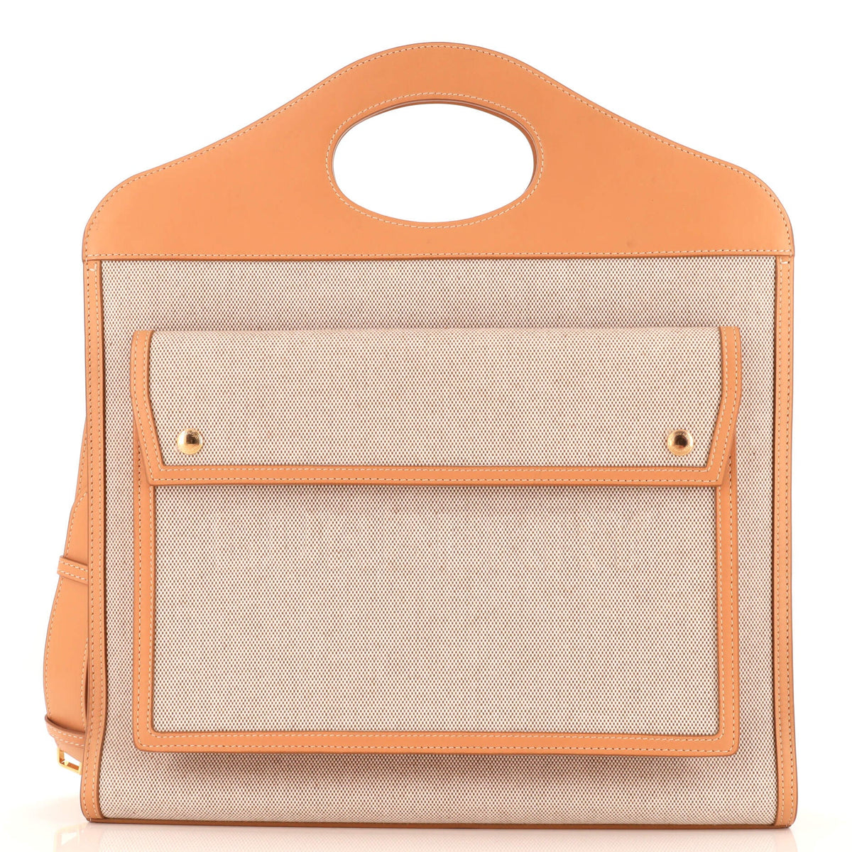 Burberry Logo Pocket Tote Embossed Canvas with Leather Medium