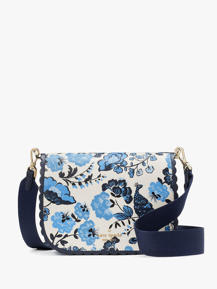 Kate Spade Au Madison Peacock Floral Printed Saddle Bag