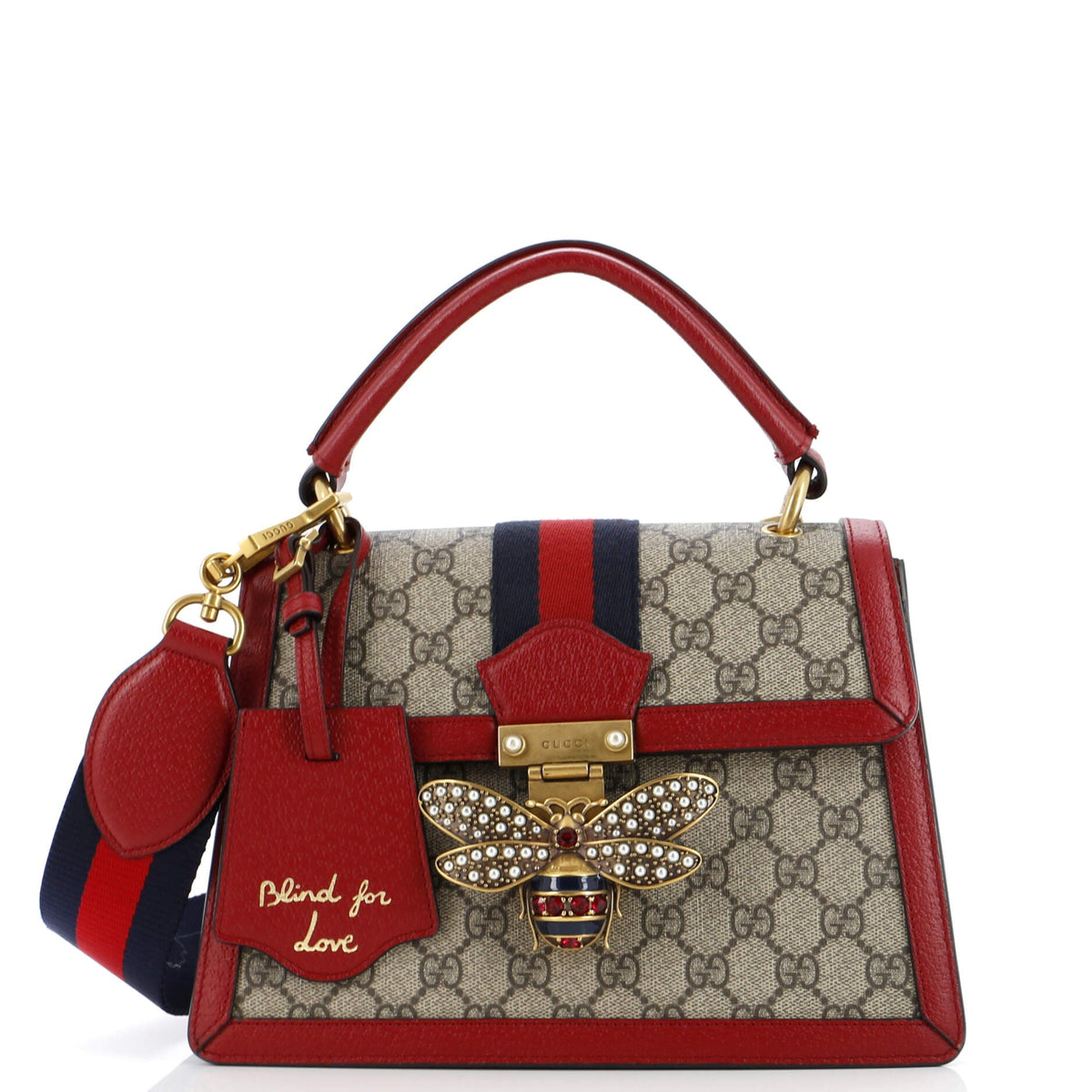 Gucci GUCCI Queen Margaret Top Handle Bag GG Coated Canvas Small