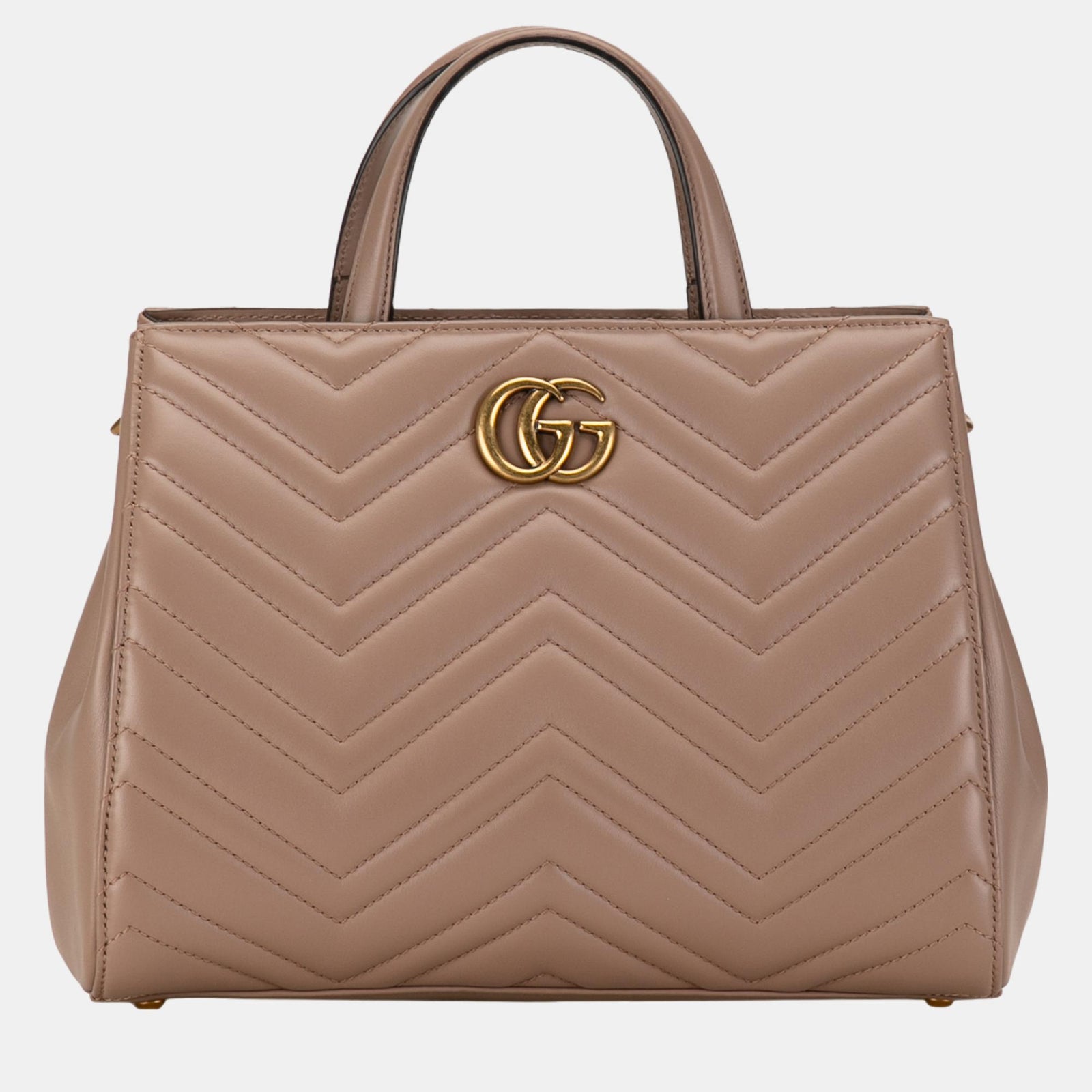 Gucci Kleine Tragetasche aus Matelassé „GG Marmont“ in Braun