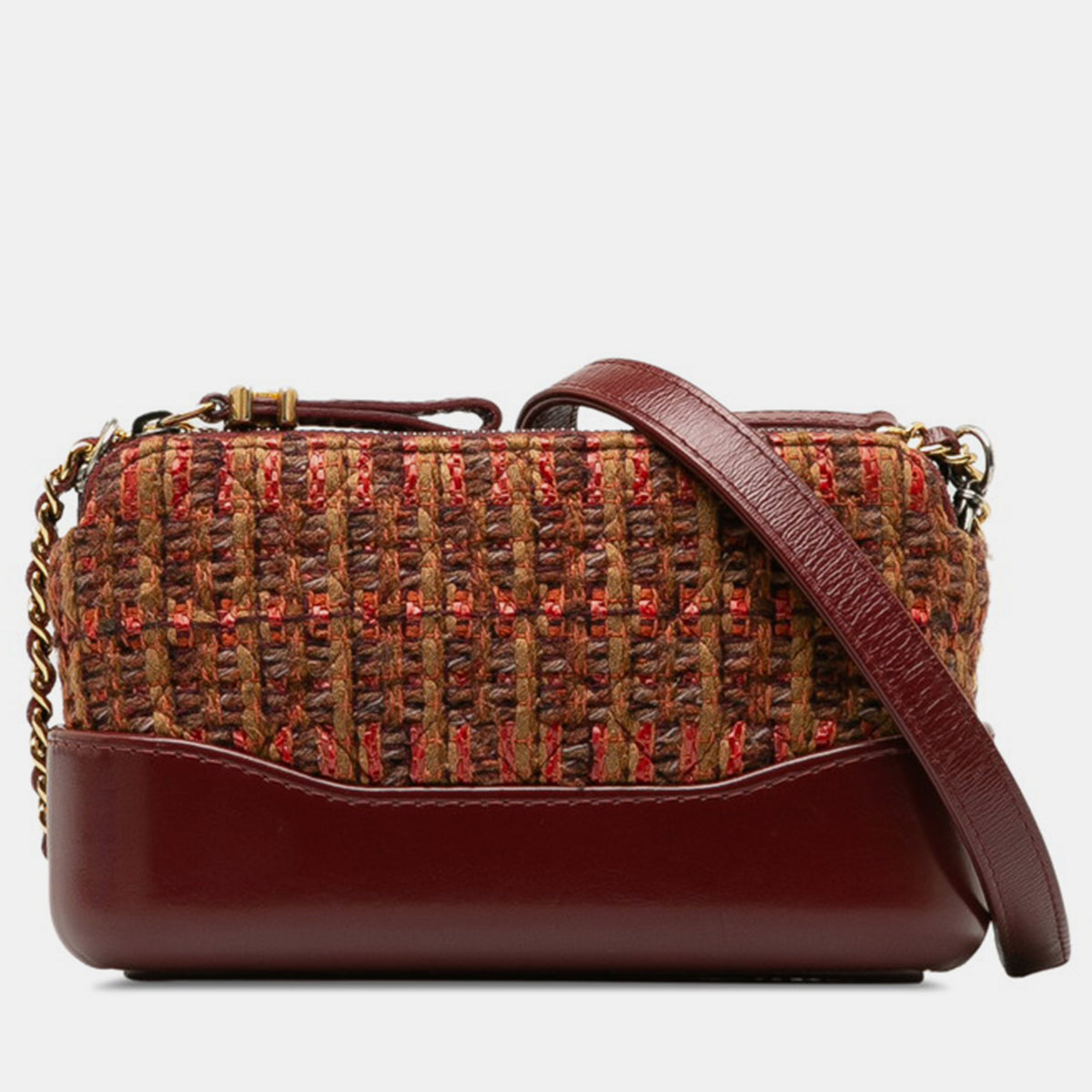Chanel Red Quilted Tweed and Leather Gabrielle Double Zip Bag