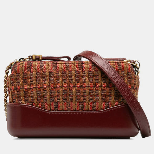 Red Quilted Tweed and Leather Gabrielle Double Zip Bag