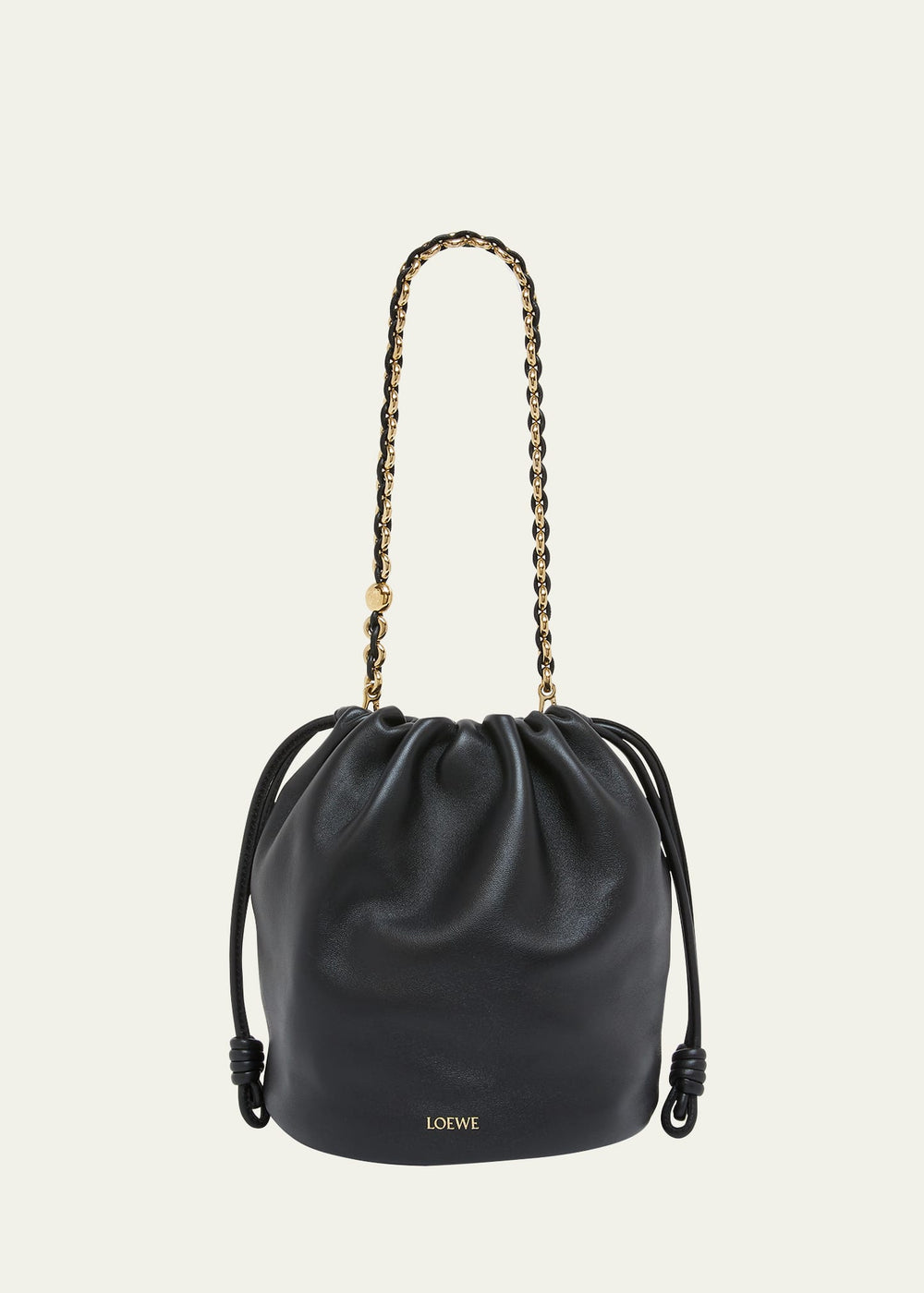 x Paula's Ibiza Flamenco Bucket Bag in Napa Leather with Chain