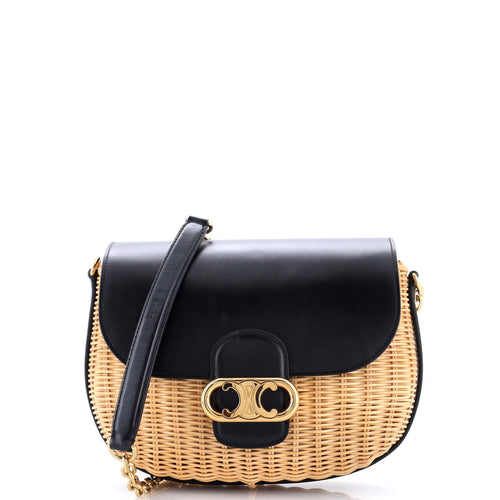 CELINE Chaine Maillon Triomphe Bag Wicker with Leather Small