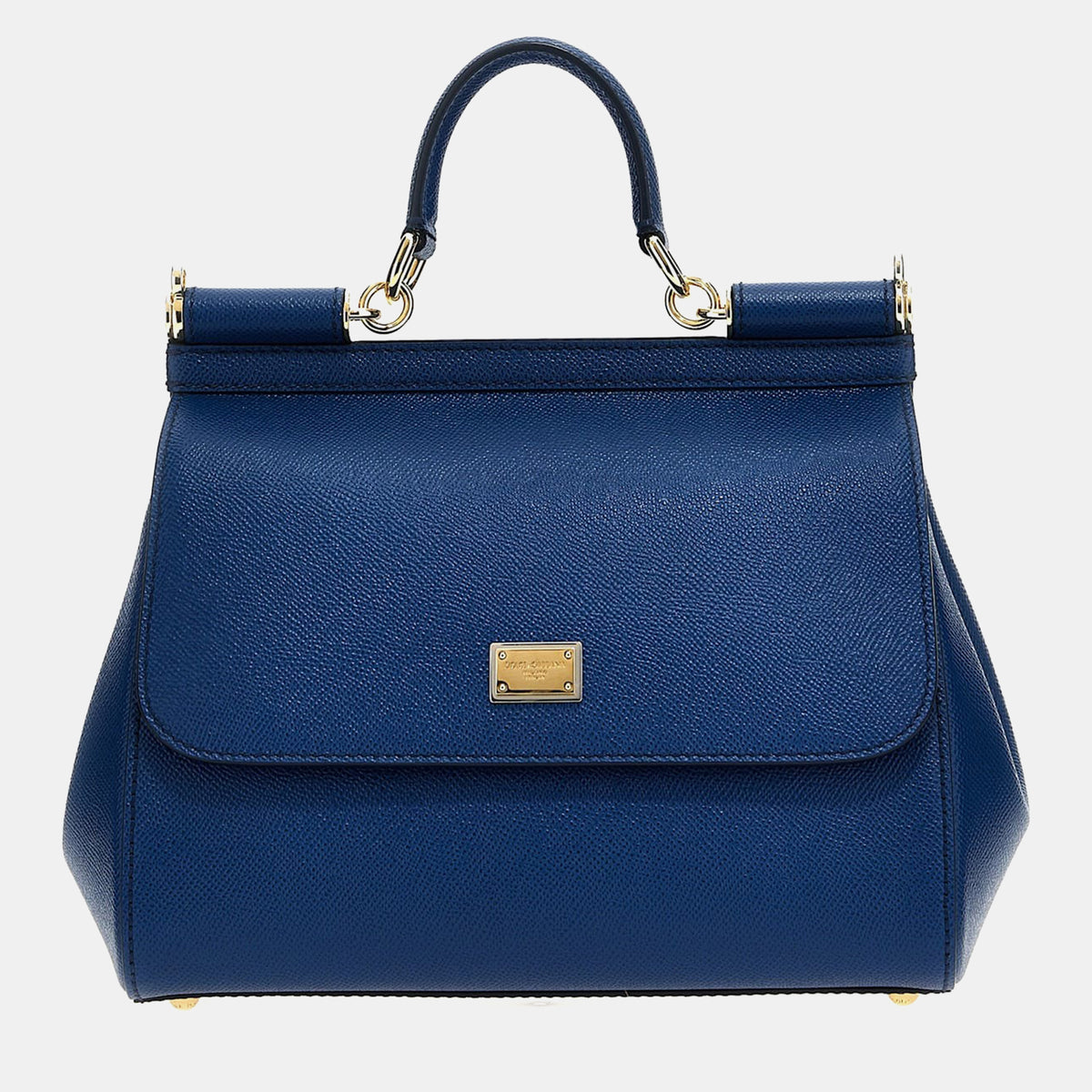 Dolce & Gabbana Blue Calfskin Leather sicily Midi Handbag