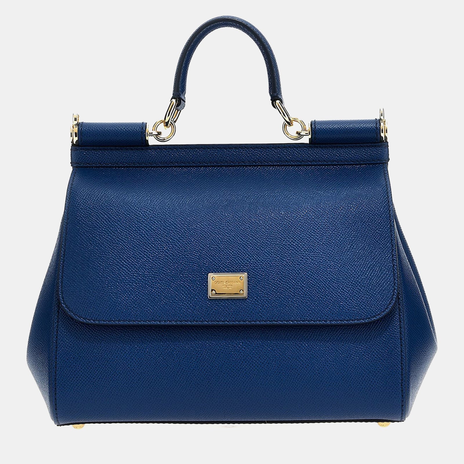 Dolce & Gabbana Blaue Sicily Midi-Handtasche aus Kalbsleder