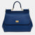 Blue Calfskin Leather sicily Midi Handbag