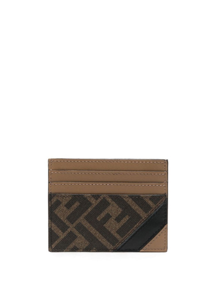 Fendi Men's Coated Canvas Card Holder in Beige | 7M0164AJF8 Color F1EGA