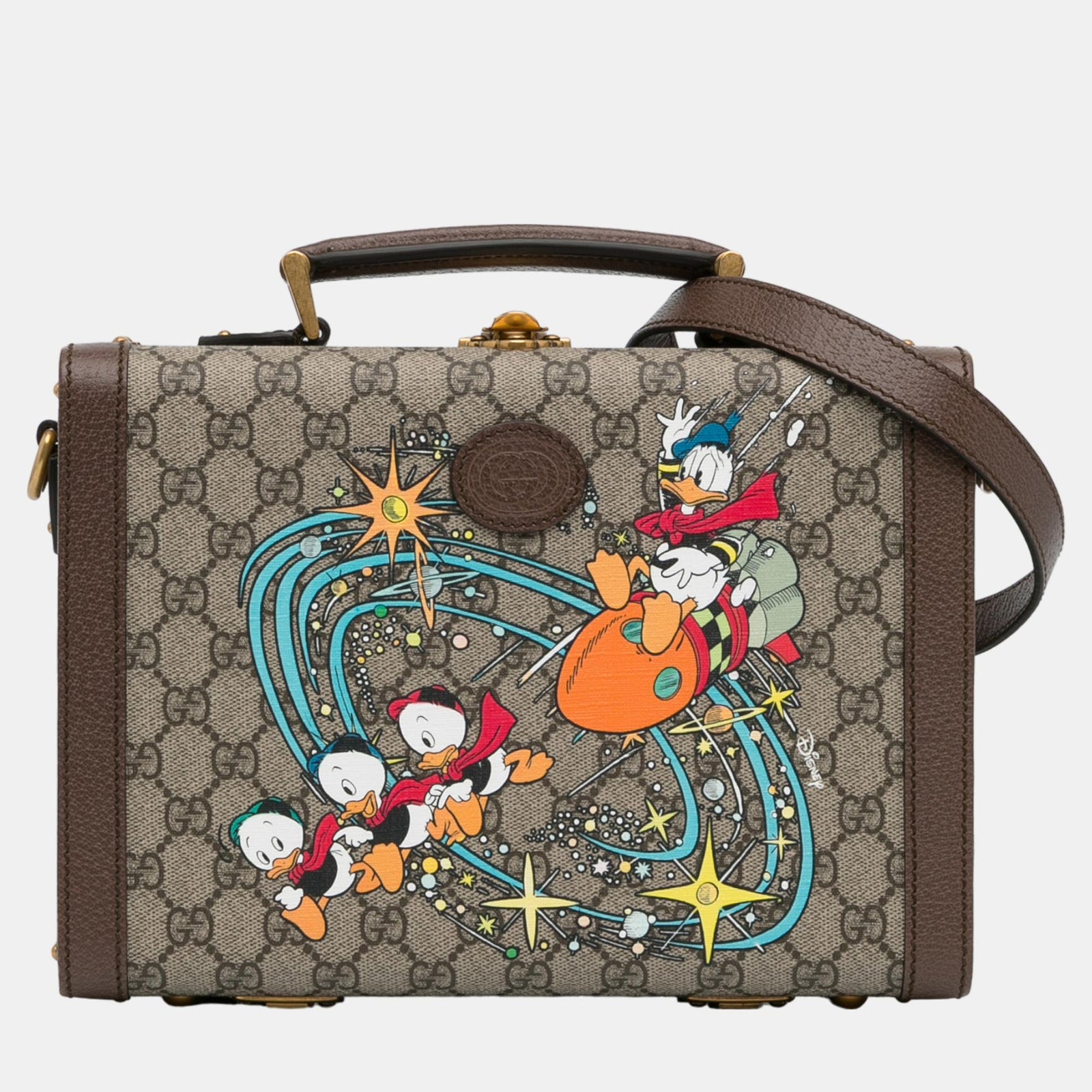 Gucci x Disney Beige/Brown GG Supreme Donald Duck Savoy Vanity Case