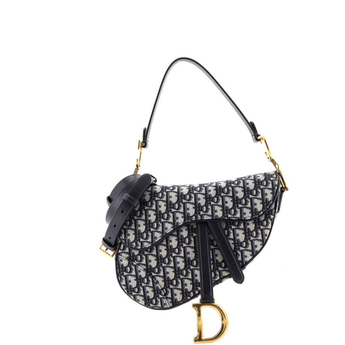Christian Dior Saddle Handbag with Strap Oblique Canvas Medium