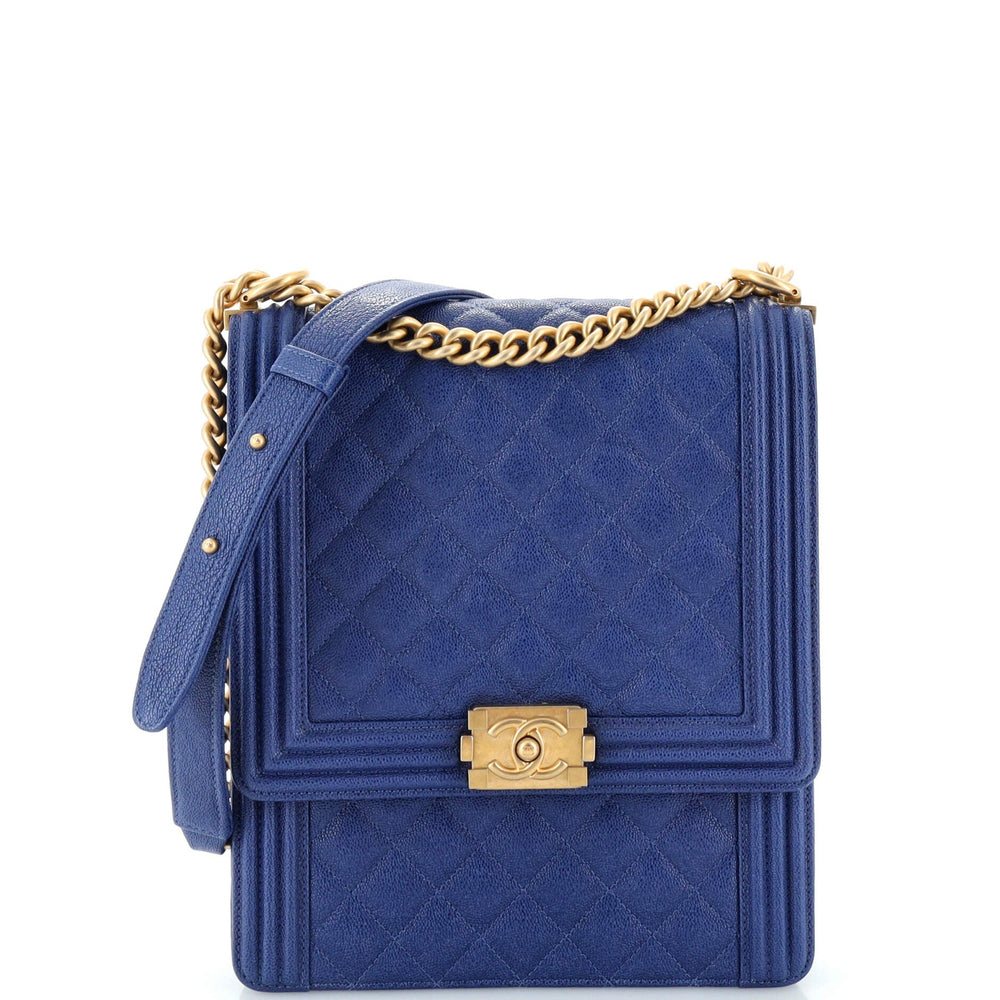 CHANEL North South Boy Flap Bag Gesteppter Kaviar Groß