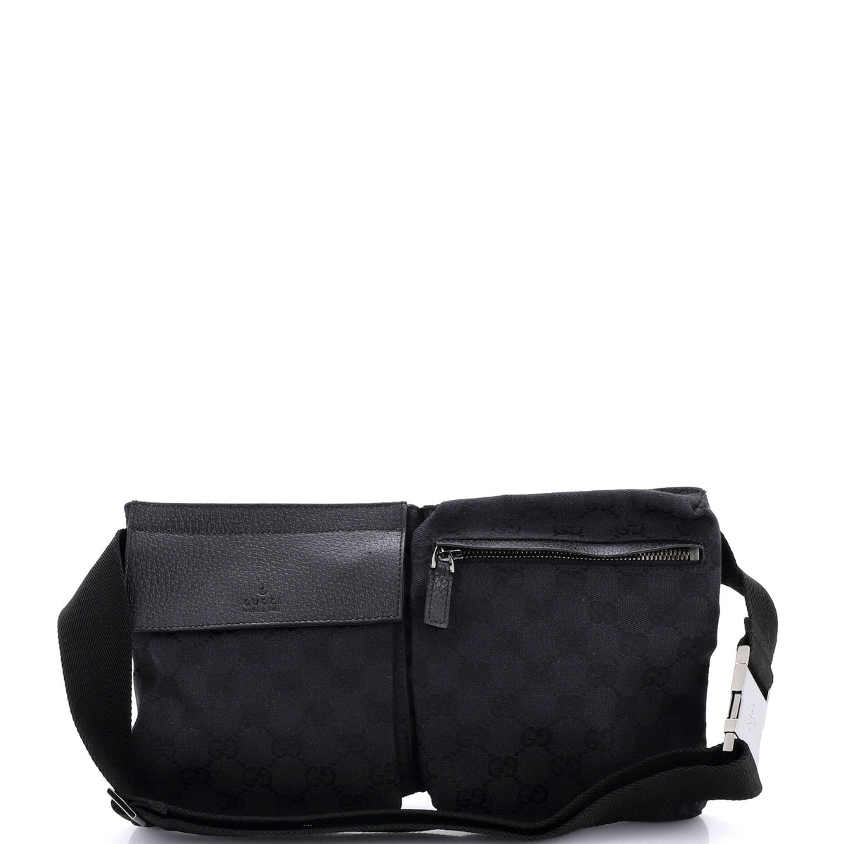 Gucci GUCCI Vintage Double Belt Bag GG Canvas with Leather