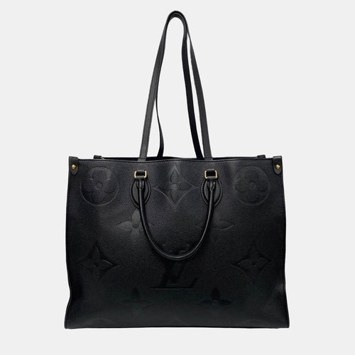 Black Leather Large Onthego MM Tote Bag