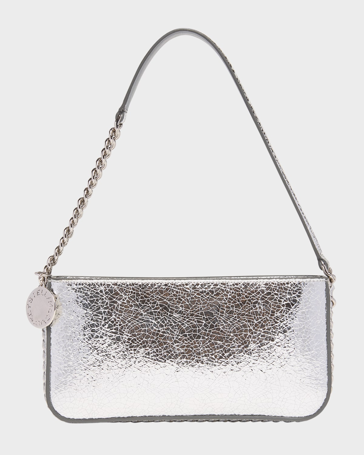 Stella McCartney Frayme Crackled Metallic Alt-Leather Chain Shoulder Bag