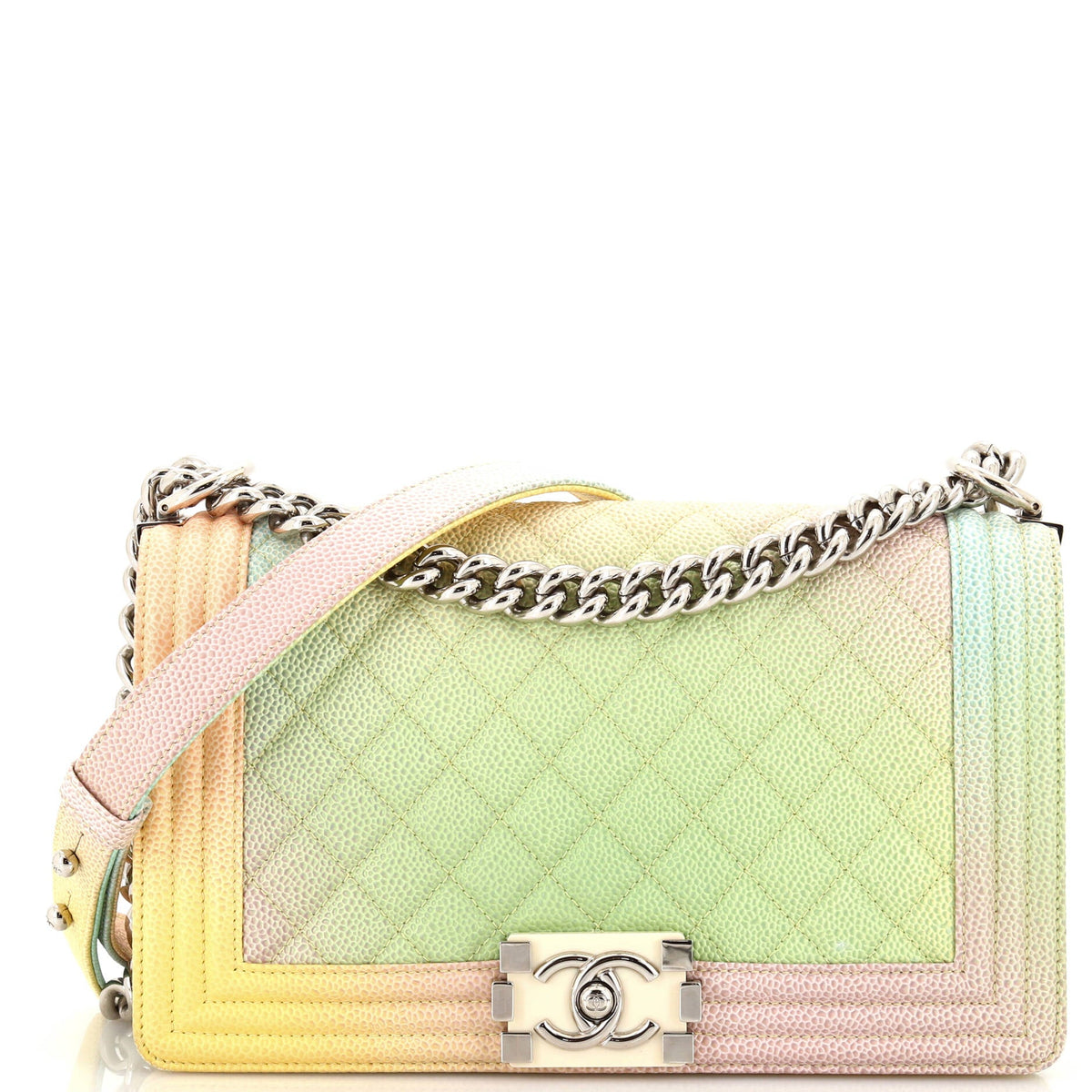 Chanel CHANEL Rainbow Boy Flap Bag Quilted Painted Caviar Old Medium