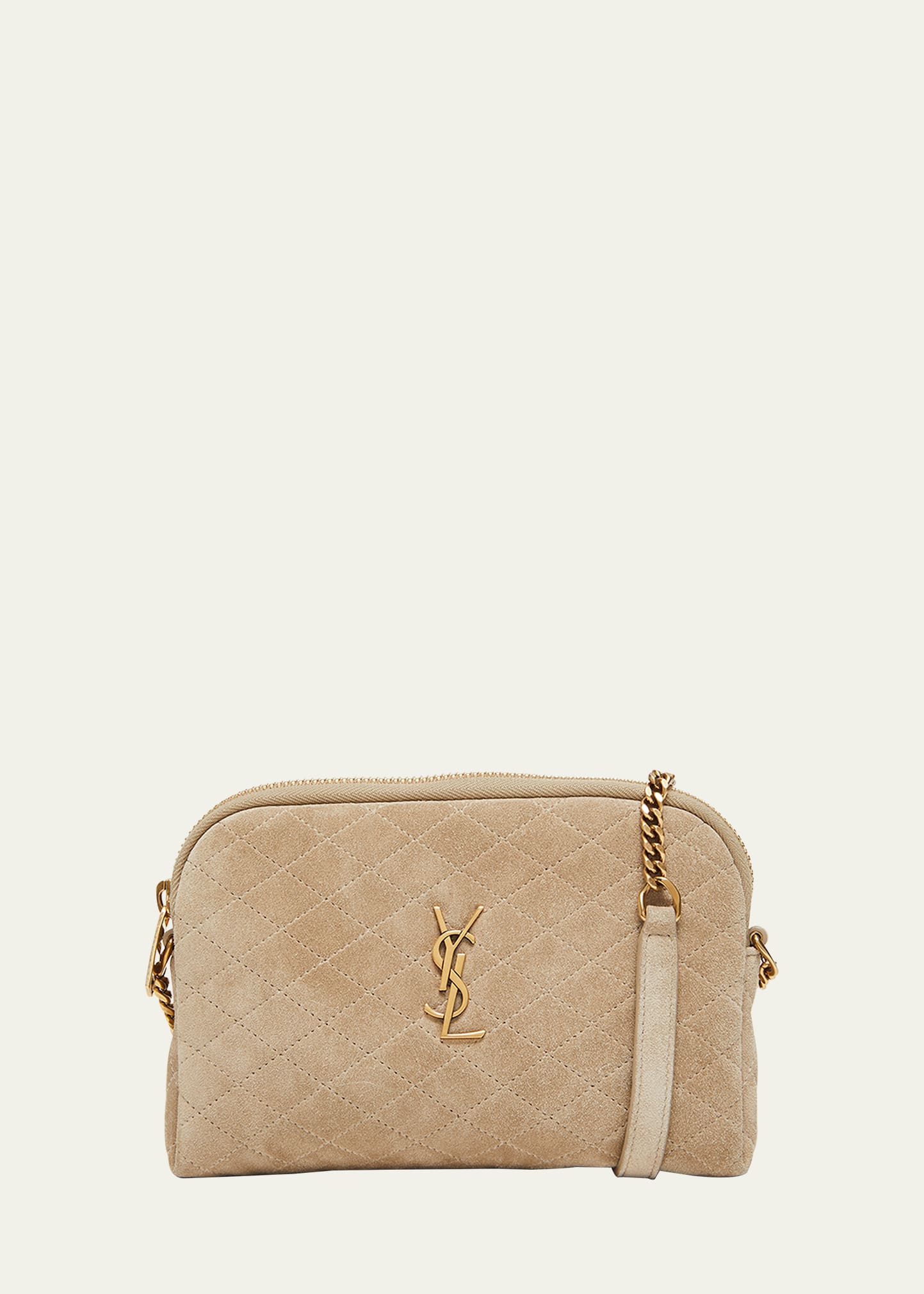 Saint Laurent Gaby Mini YSL Crossbody Bag in Quilted Suede