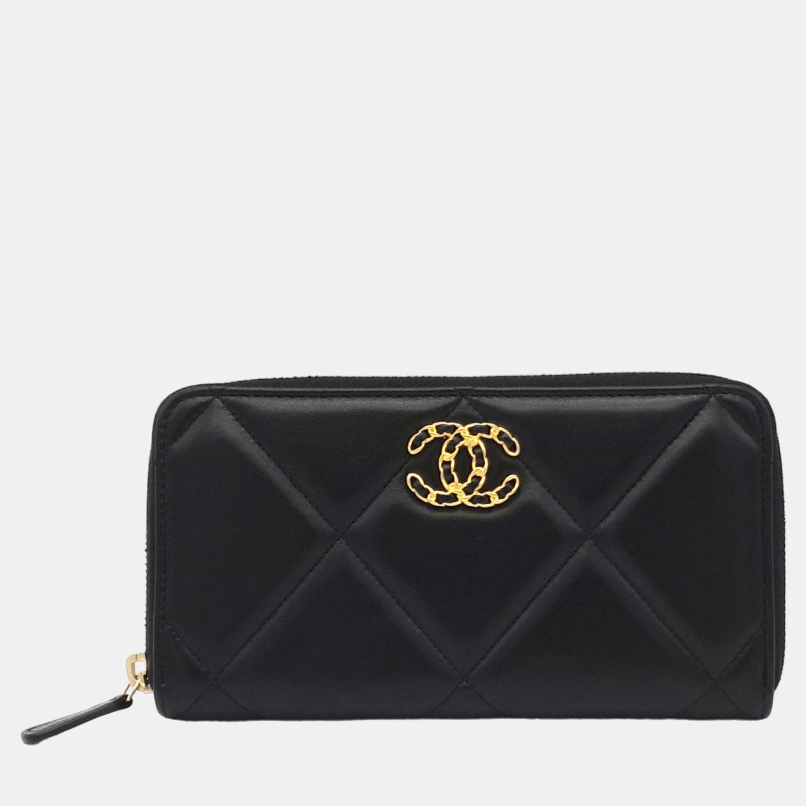 Chanel Schwarzes Leder 19 Continental Portemonnaie