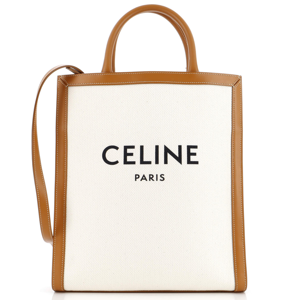 Celine CELINE Vertical Cabas Tote Canvas with Leather Small