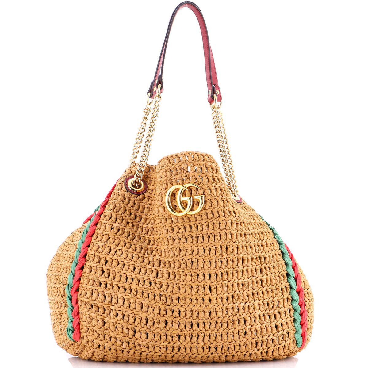 Gucci GUCCI GG Marmont Chain Tote Raffia Large