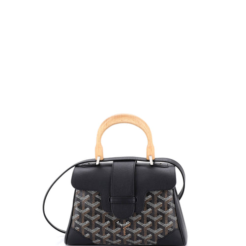 GOYARD Saigon Top Handle Bag Coated Canvas with Leather Mini