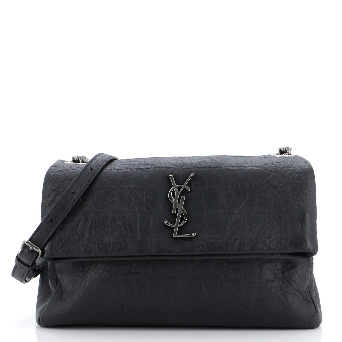 Saint Laurent West Hollywood Shoulder Bag Crocodile Embossed Leather Medium