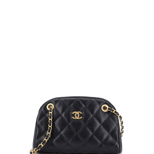 CHANEL CC Compartment Chain Bowler Bag Quilted Caviar Small