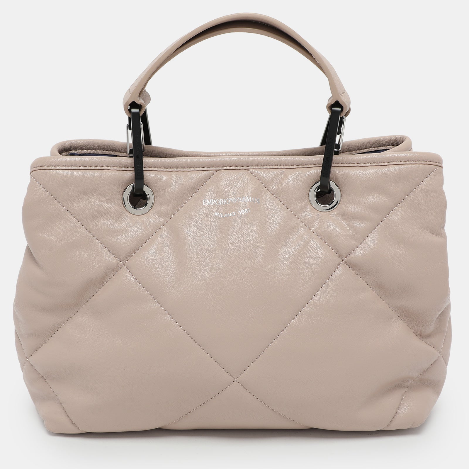 Emporio Armani Beigefarbene MyEA Tote aus gestepptem Leder