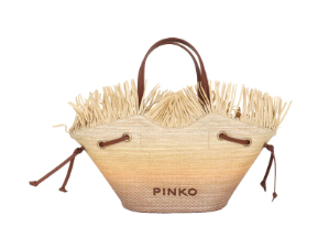 Pinko Women's Rafia And Leather Stylish Bag in Cuoio/Giallo/Naturale | Size UNI | 102910 Color A1R6LH0