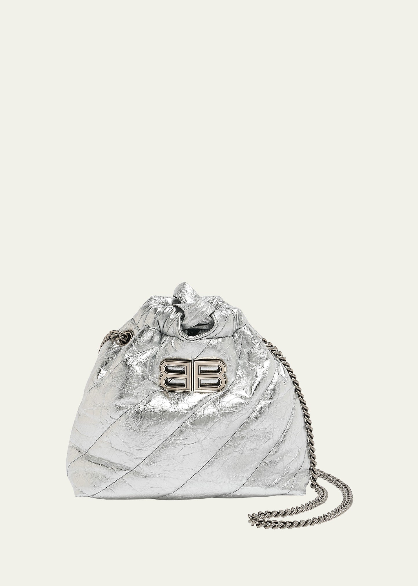 Balenciaga Crush XS Metallic Quilted Bucket Bag