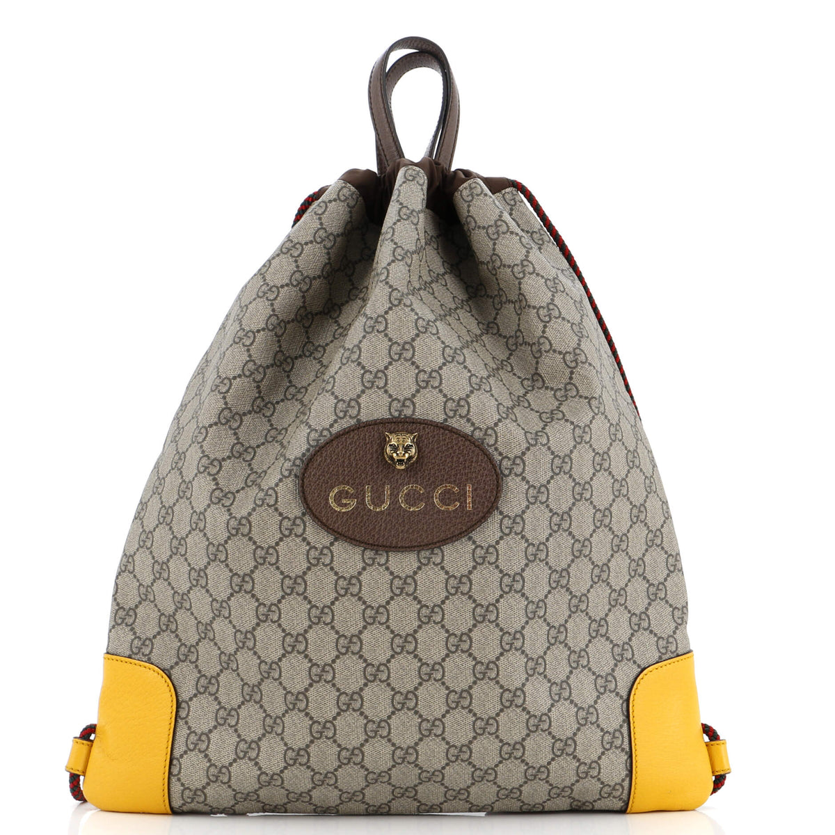 Gucci GUCCI Neo Vintage Drawstring Backpack GG Coated Canvas Large