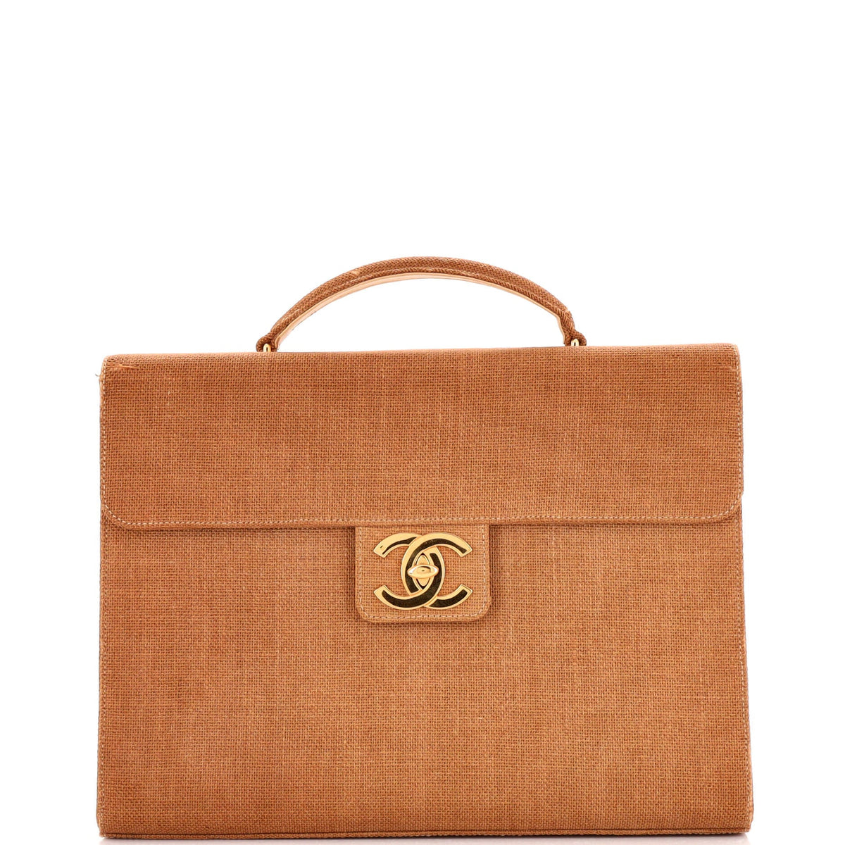 Chanel CHANEL Vintage CC Briefcase Raffia Large