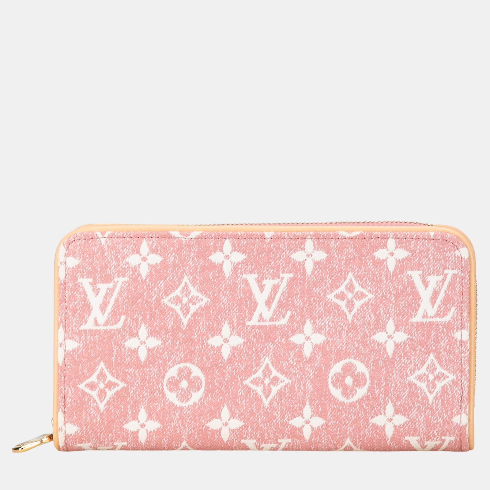 Louis Vuitton Portefeuille zippé en denim jacquard à monogramme rose