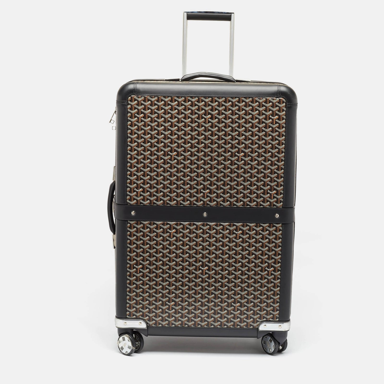 Goyard Valise à roulettes Satolas GM en toile enduite Goyardine noire