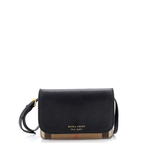 Hampshire Wallet on Chain Leather and House Check Canvas