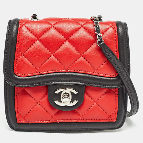 Tricolor Quilted Leather Mini Graphic Flap Bag